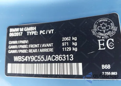 2018 BMW M4 from USA, damaged, VIN WBS4Y9C55JAC86313